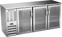 Beverage-Air 72-Inch Three-Section Food-Rated Back Bar Refrigerator with Glass Doors