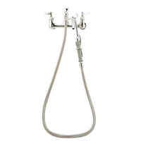 T&S Brass Pot Filler Faucet Assembly with Quick Disconnect Hook Nozzle, Spray, and Flex Hose