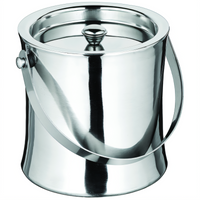 Winco 60 oz Double-Wall Stainless Steel Ice Bucket with Handle and Cover