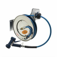 T&S Brass Open Stainless Steel Retractable Hose Reel with 1/2 Inch x 35-Foot Hose and Rear Trigger Water Gun