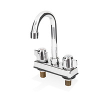Steel Works Stainless Deck-Mount Gooseneck Faucet, 4-Inch Centers, 6-Inch Spout
