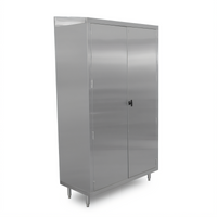 John Boos 36-Inch Wide Stationary Upright Underbar Storage Cabinet with Sloped Top, Locking Hinged Doors, and 4 Adjustable Shelves