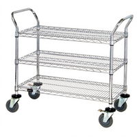 Quantum 3-Shelf 304 Stainless Steel Utility Cart, 36 x 18 x 37.5 Inches, 1,200 lb. Capacity