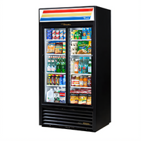 True 2-Section Sliding Glass Door Merchandiser Refrigerator with 8 Shelves and LED Lighting