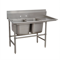 Advance Tabco Regaline 2-Compartment Sink with Right-Hand Drainboard, 14-Gauge 304 Stainless Steel, 77-Inch Overall Length