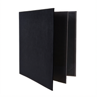 Winco Four-View Letter-Size Black Leather-Like Menu Cover for 8-1/2 x 11 Inch Inserts