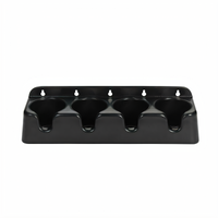 Dispense-Rite 4-Section Cup Holder/Organizer, Countertop or Wall Mount, Black ABS Plastic