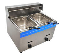 Uniworld Countertop Propane Gas Double Deep Fryer with Dual 10-Liter Wells