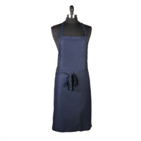 Mercer Culinary Genesis No Pocket Bib Apron, Adjustable Neck Strap, Navy Blue, 33 x 23 in.