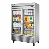 True Two-Section Framed Glass Door Reach-In Refrigerator, Bottom-Mounted Refrigeration