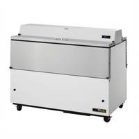 True Dual-Sided Mobile Milk Cooler Cart, 16-Crate Capacity, Forced-Air, White Exterior/Stainless Steel Interior