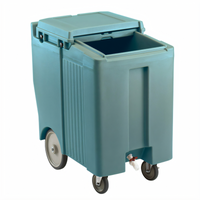 Cambro SlidingLid Tall Mobile Ice Caddy with Easy Wheels, 175 lb Capacity, Slate Blue