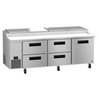 Hoshizaki Steelheart PR93B-D4 93-Inch Three-Section Pizza Prep Table with 4 Drawers and 1 Door