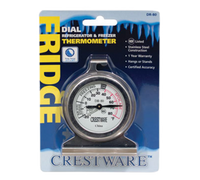 Crestware Dial Refrigerator/Freezer Thermometer, Stainless Steel, -20°F to 80°F