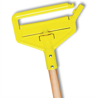 Invader Quick-Release 60-Inch Wood Wet Mop Handle with Yellow Plastic Head