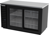 Beverage-Air 58-Inch Two-Section Back Bar Refrigerator with Sliding Glass Doors and Stainless Steel Top