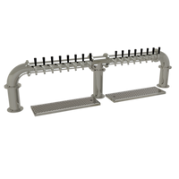 Glastender Pipe Bridge Draft Dispensing Tower, Countertop, 16 Faucets, Three-Column, Glycol-Cooled, Mirror Finish