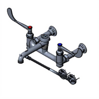 T&S Brass 8-Inch Centers Wall-Mounted Service Sink Faucet with Vacuum Breaker, Pail Hook, and Wrist Action Handles