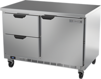 Beverage-Air 48-Inch Two-Section Flat-Top Worktop Freezer with 2 Drawers and 1 Solid Door