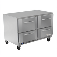 Victory Refrigeration VUFD48HC-4 48-Inch Two-Section Undercounter Freezer with 4 Drawers, Self-Contained Rear-Mounted, 11.04 Cu. Ft.