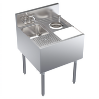 Krowne Royal Series 24-Inch Underbar Speed Station Sink with Glass Rinser, Tool Well, and Cutting Board