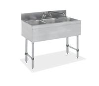 Steel Works Stainless Three Compartment Underbar Sink, 38-1/2 In. x 18-3/4 In. x 33 In. H