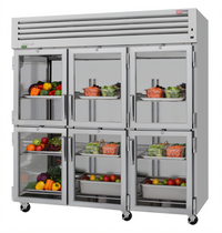 Turbo Air PRO Series Three-Section Glass Half-Door Reach-In Refrigerator, 75.2 Cu. Ft.