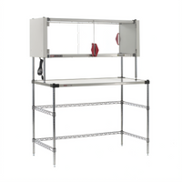 Metro Super Erecta Hot 48-Inch x 24-Inch Stainless Steel Heated Workstation with Enclosed Heated Shelf, Overhead Wire Shelf, and 3-Sided Open Base