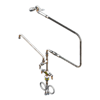 T&S Brass Double Pantry Deck-Mount Wash-Down Faucet with 16-Inch Swing Nozzle and Low-Flow Spray Valve