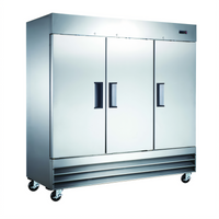 Omcan 72 Cu. Ft. Three-Section Reach-In Refrigerator with Bottom-Mount Self-Contained Refrigeration