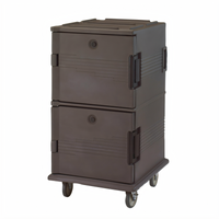 Cambro Ultra Camcart® Insulated Front-Loading Double-Compartment Food Pan Carrier, Security Package, 24-Pan Capacity, Granite Sand