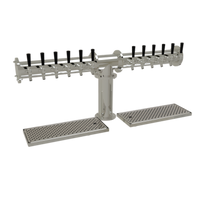 Glastender 12-Faucet Countertop Pipe Tee Draft Dispensing Tower, Air-Cooled, Mirror Finish