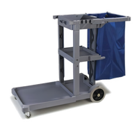 Carlisle 49-Inch Long Platform Janitorial Cart with 3 Shelves and 25-Gallon Bag, Gray