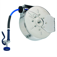 T&S Brass Enclosed Stainless Steel Retractable Hose Reel with 3/8