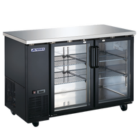 Aurora 61-Inch Two-Section Reach-In Back Bar Cooler with 2 Glass Doors, 15.8 Cu. Ft.
