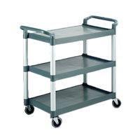 Crestware Regular 3-Tier Poly Bus Cart, 16-1/8 x 24-1/2 x 36 Inch, Gray, 265 lb Capacity