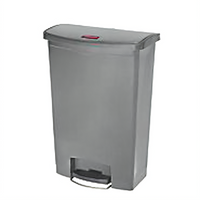 Rubbermaid Commercial Slim Jim 24 Gallon Gray Resin Front Step-On Utility Container