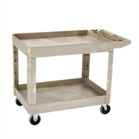 Rubbermaid Commercial Products Heavy-Duty Two-Shelf Utility Bus Cart, Beige, 500 lb. Capacity