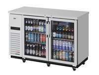 Turbo Air Super Deluxe Two-Section Glass Door Back Bar Cooler, 19 Cu. Ft., Self-Contained, Stainless Steel