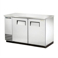 True TBB-2-S-HC Two-Section Back Bar Cooler with Stainless Steel Top, Solid Doors and Left-Side Condensing Unit