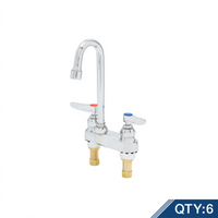 T&S Brass B-0874-M Deck-Mount Manual Lavatory Faucet with Rigid Gooseneck Spout and 4-Inch Centers