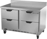 Beverage-Air WTRD48AHC-4-FIP 48-Inch Two-Section Worktop Refrigerator with 4 Drawers, Rear-Mounted Self-Contained Refrigeration