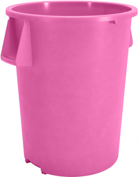 Bronco 55 Gallon Round Stackable Waste Container, Bright Pink