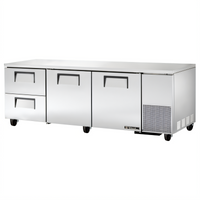 True Deep Undercounter Refrigerator, 93-1/4 Inch Wide, 2 Doors and 2 Drawers, Self-Contained Side-Mounted