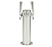 Air-Cooled Single 3-Inch Column Beer Draft Tower with 2 Faucets, Polished Stainless Steel