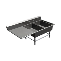 John Boos Pro-Bowl 2-Compartment Stainless Steel Sink with 30-Inch Left Drainboard