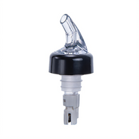 Winco 2 oz Measuring Liquor Pourer with Black Collar and Clear Spout