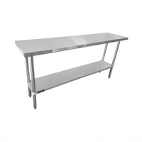 Sapphire 72-Inch x 36-Inch Stainless Steel Flat Top Work Table with Undershelf