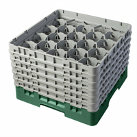 Cambro Camrack® Full-Size 20-Compartment Glass Rack with 6 Extenders, Sherwood Green