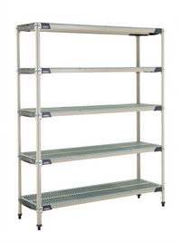 MetroMax i 5-Tier Starter Polymer Shelving Unit, Open Grid, 60 W x 18 D x 74 H, Blue